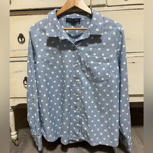 Sale!! Tommy Hilfiger Light Blue Polka Dot Shirt